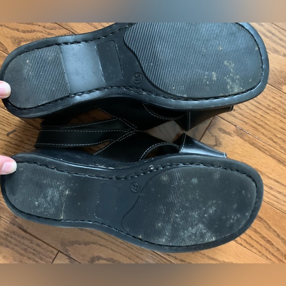 | 7 | Navy blue platform wedge heel, white stitching, genuine leather - Picture 2 of 7